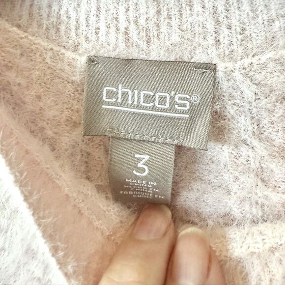 Chico’s Soft Pink Knit Pullover Sweater – Size 3 (XL/16) - Picture 3 of 6